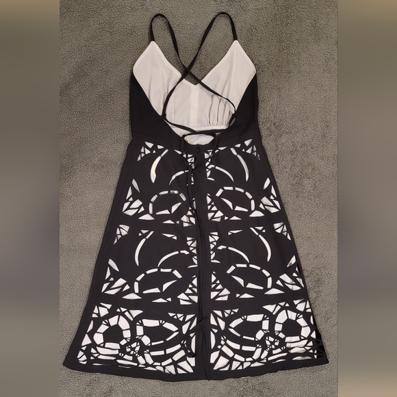 Chic Black and White Cutout Dress - Picture 2 of 4